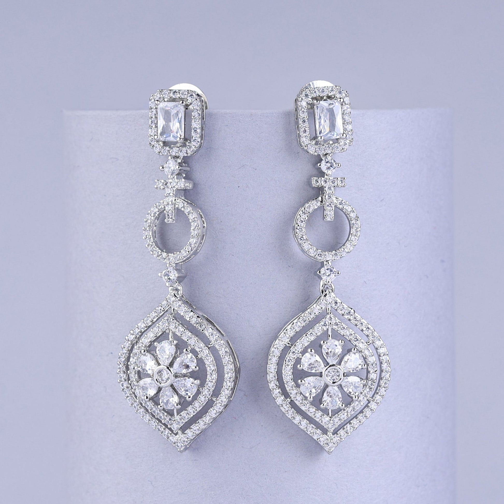 Silver earrings with floral designs