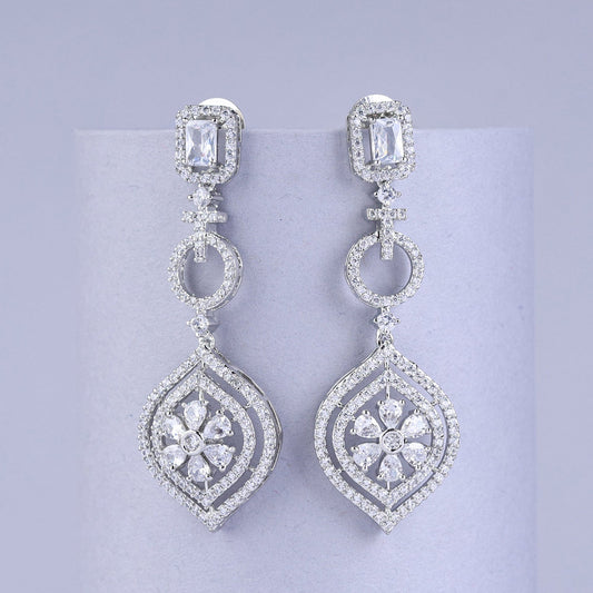 Silver earrings with floral designs