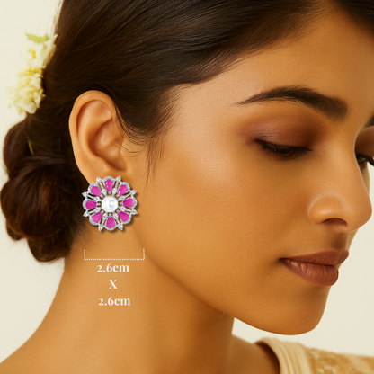 Flore Earrings - Pink studs
