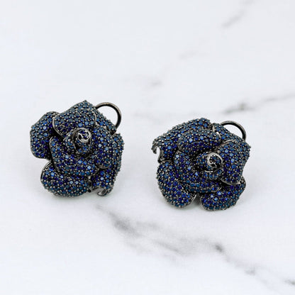 Rose stud earrings - Blue