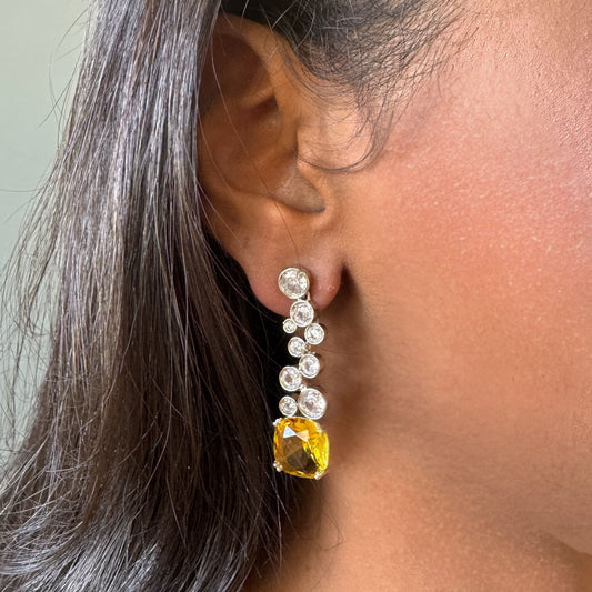 Huda Dangler Earrings - Yellow