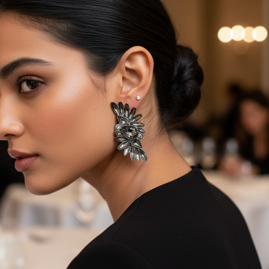 Swarovski Bloom Black Earrings