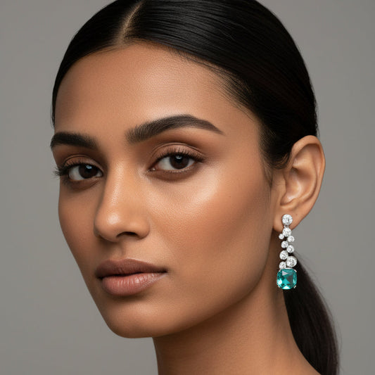 Huda Dangler Earrings - Green