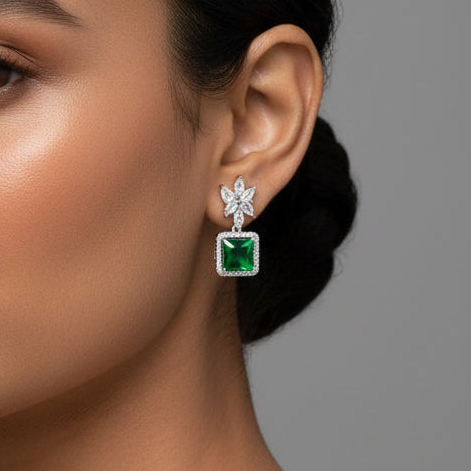 Star drop Earrings - Green