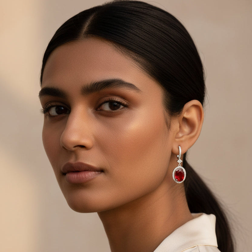 Moonbeam Hook Earrings - Red