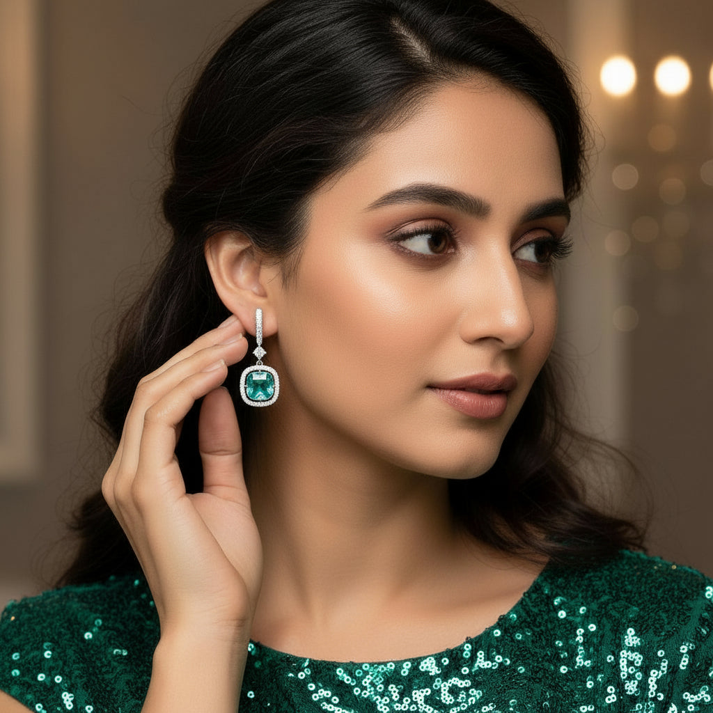 Lume Hook Earrings - Green