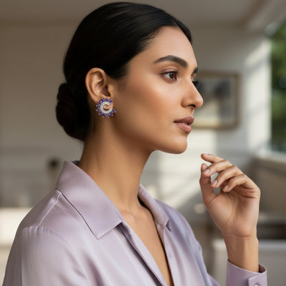 Orbit Stud Earrings - Purple