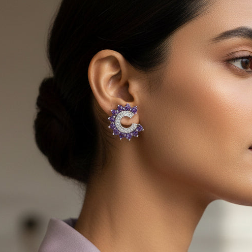 Orbit Stud Earrings - Purple
