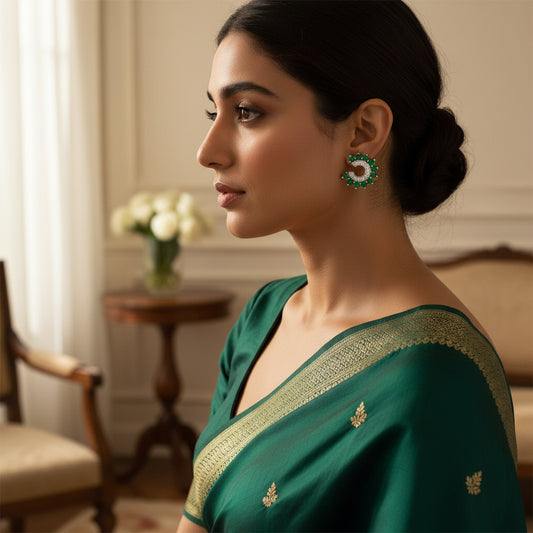 Orbit Stud Earrings - Green