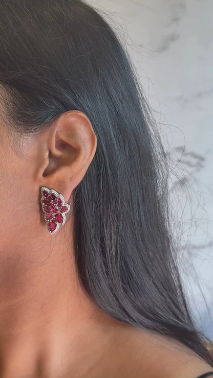 Vinea Earrings - Ruby Red