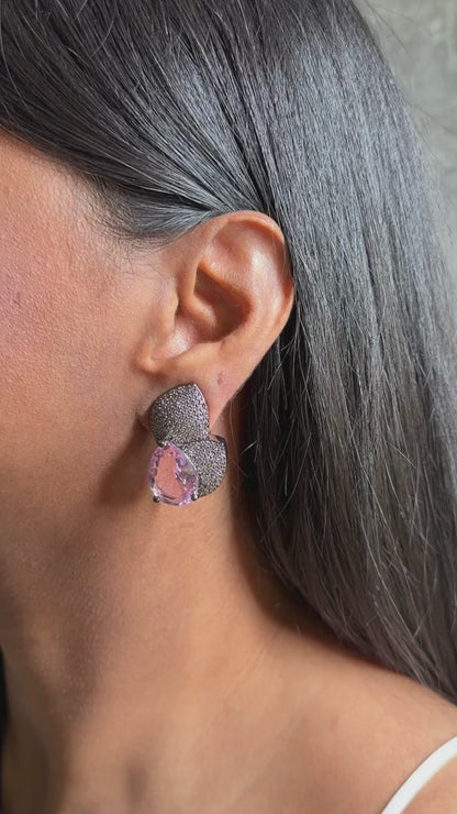 Gleam Petal Diamond Earrings - Pink