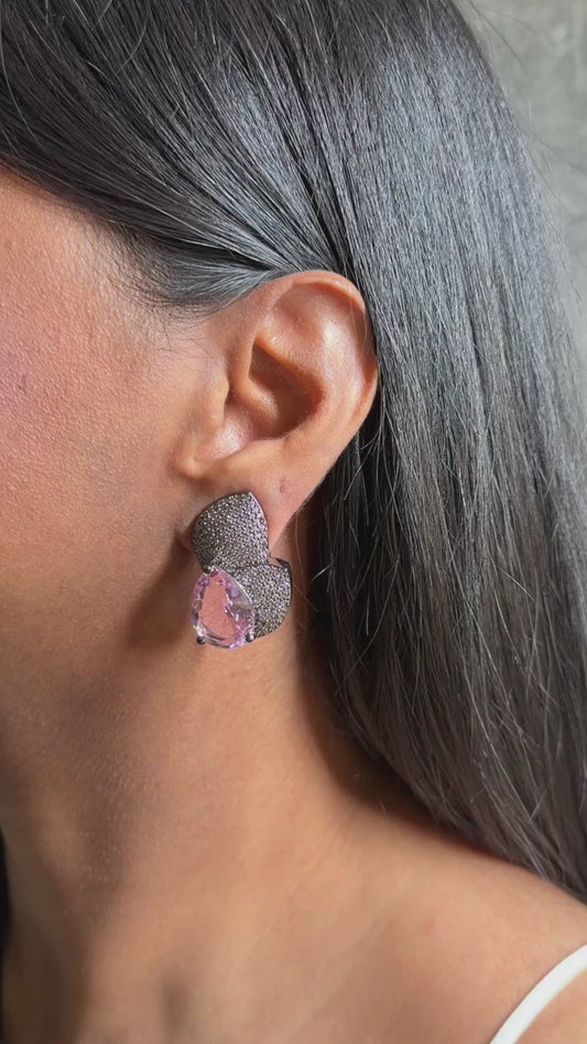 Gleam Petal Diamond Earrings - Pink