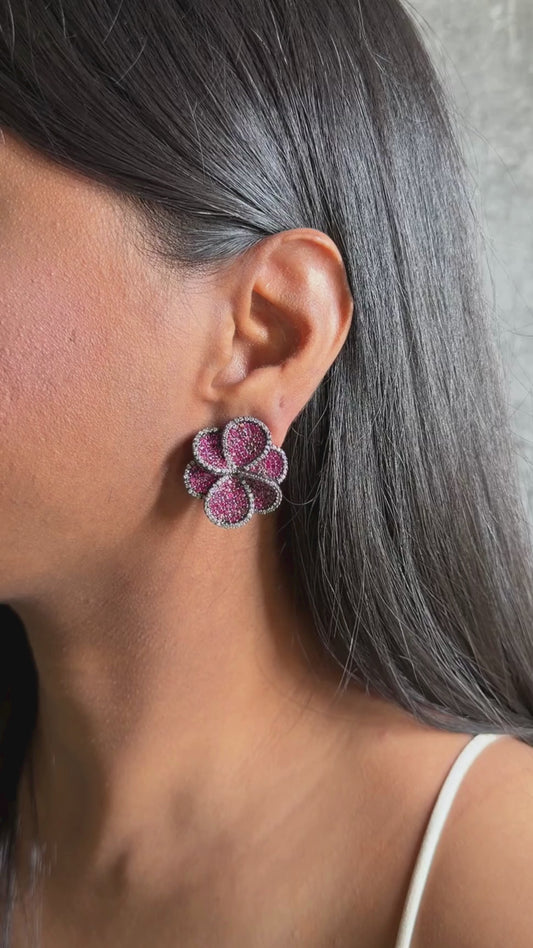 Crystal Buds Earrings - Pink