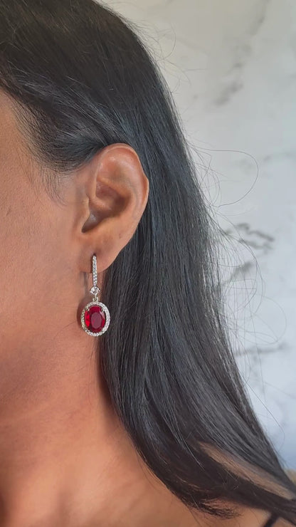 Moonbeam Hook Earrings - Red