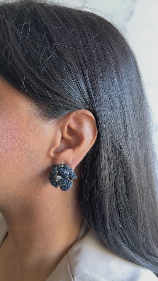 Rose stud earrings - Blue