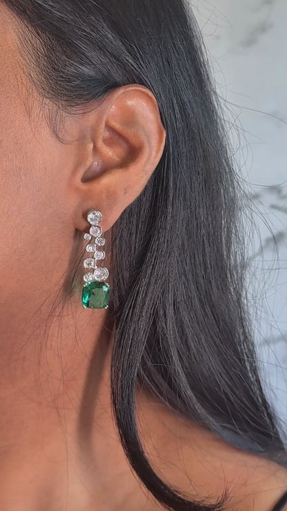 Huda Dangler Earrings - Green