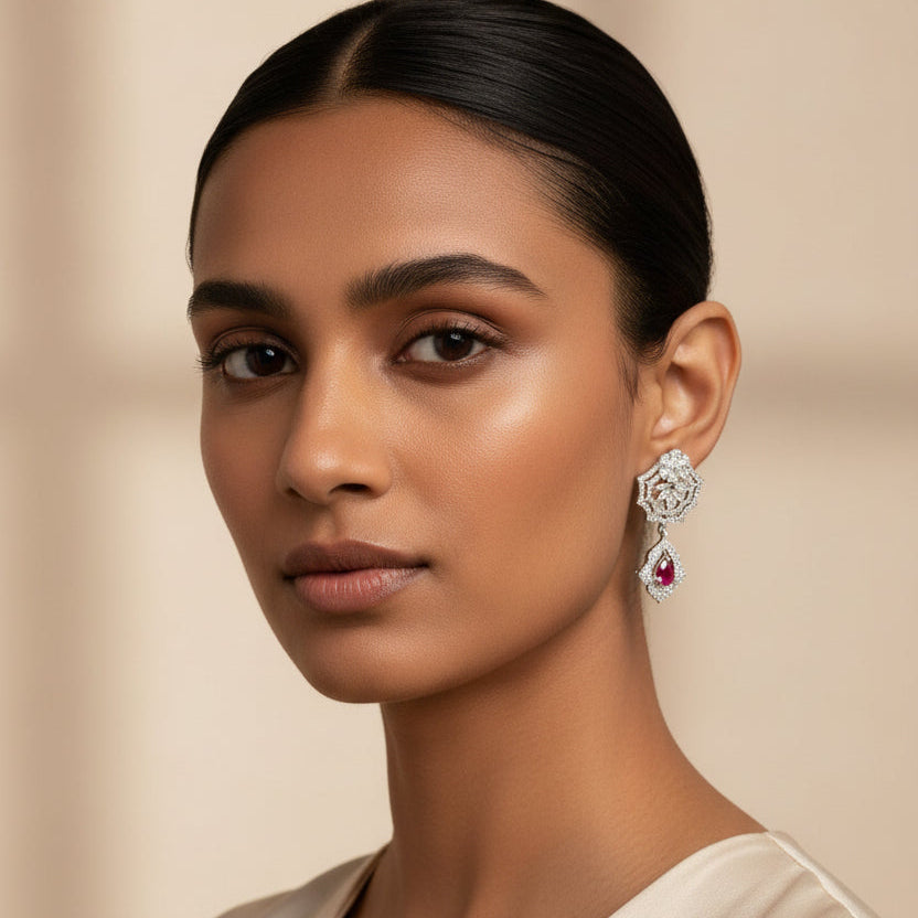 Duchess Drop Earrings - Red